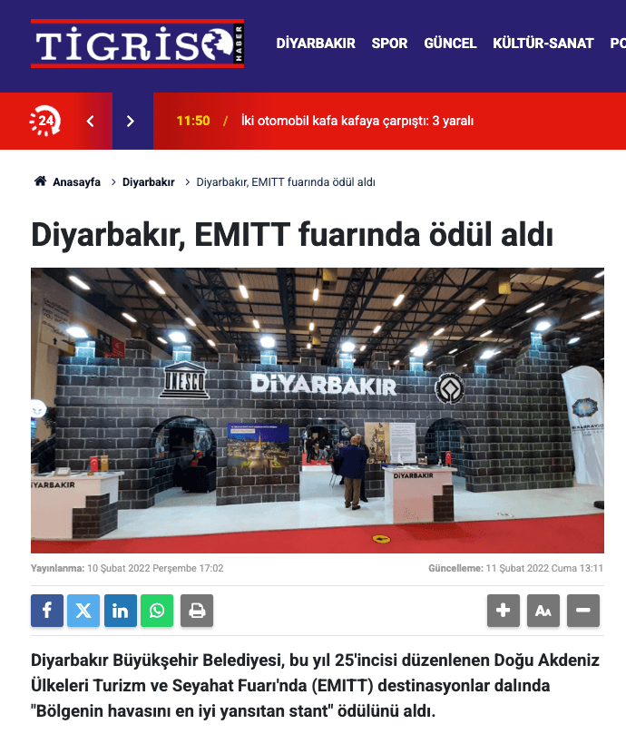 Diyarbakır, EMITT fuarında ödül aldı görsel 1